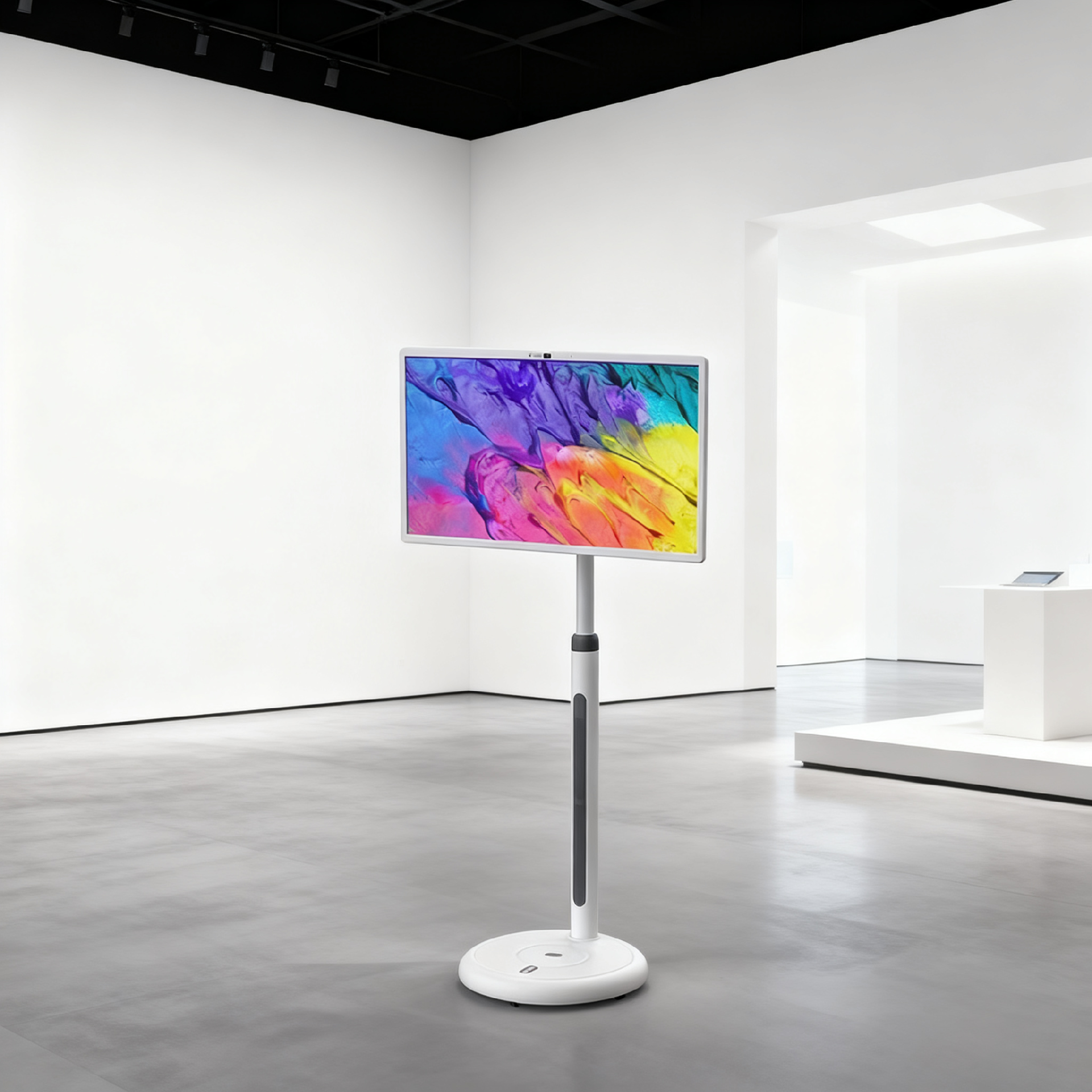 Mobile screen in a gallery-style space — manufacturer scene image, GK-24T/32T page