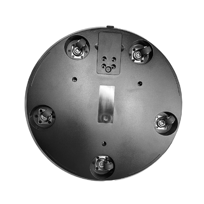 Underside of the round mobile stand base showing castors — manufacturer detail image, GK-27A/32A page